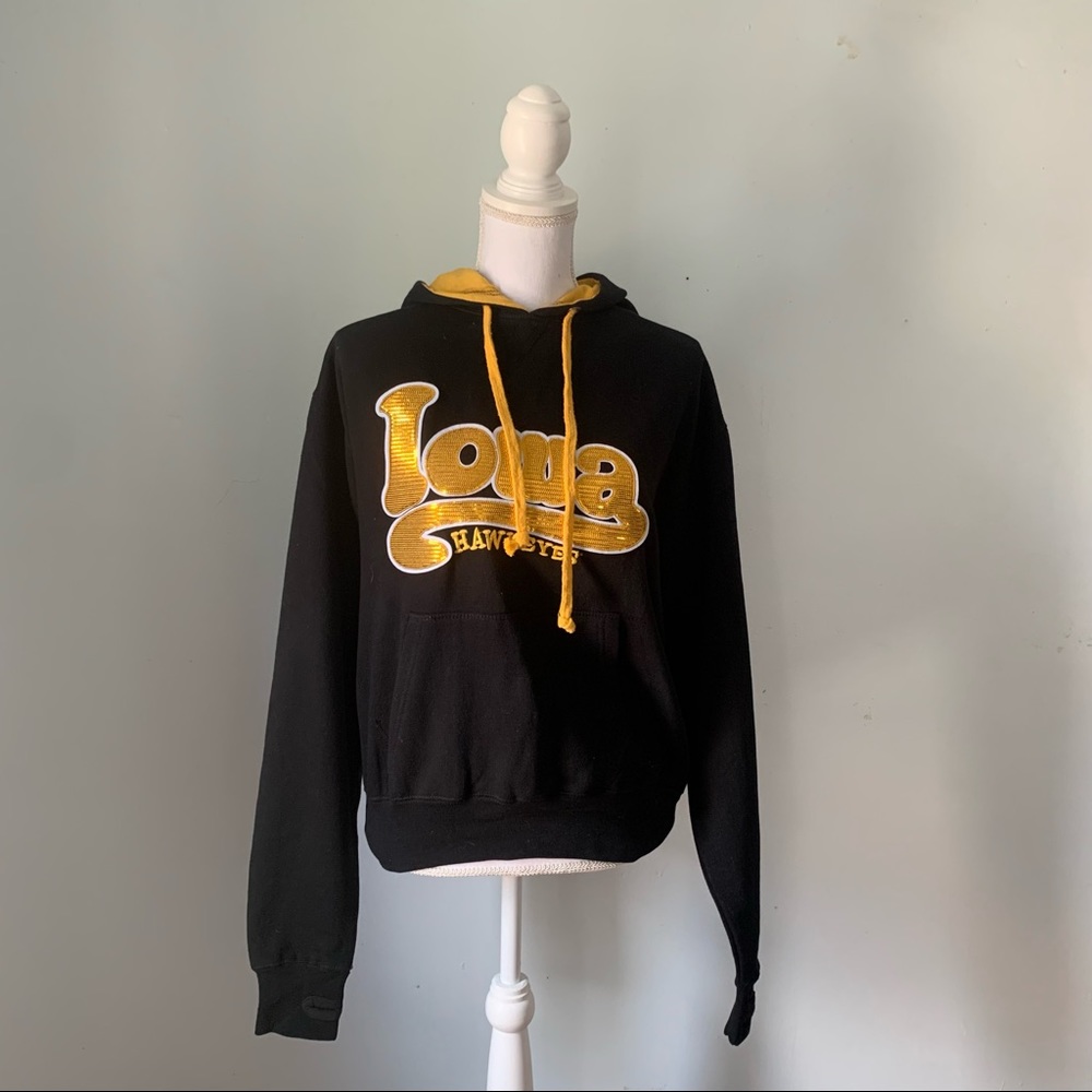 Three Square Iowa Hawkeye sequins hoodie